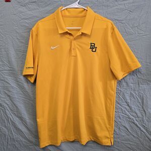 Yellow Nike Dri-Fit Baylor Bears Golden Wave Band Casual Polo Shirt Men's Large